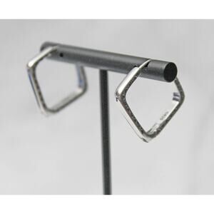 Sterling Silver 925 Diamond Shaped Earrings with Pave Rhinestones E51